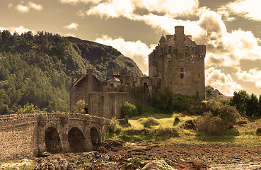 Image showing Calm sky over castle, old vintage look