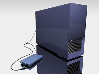 Image showing Blue 3d computer tower