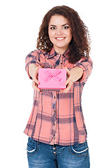 Image showing Girl with gift box