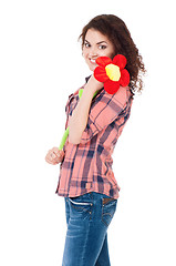 Image showing Girl with big flower