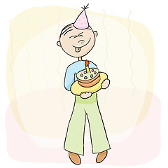 Image showing Vector illustration. Birthday celebration with cake.