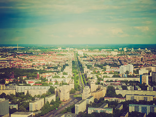 Image showing Retro look Berlin aerial view