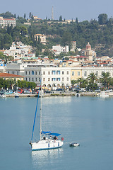 Image showing Sailboat in the bay of town Zakynthos