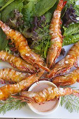 Image showing Grilled Skewered Shrimps