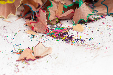 Image showing Shavings of colored pencils