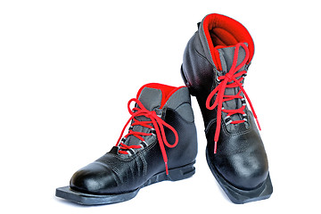 Image showing Boots for skiing on a white background.