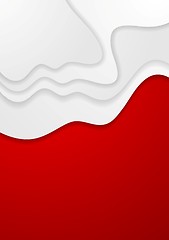 Image showing Abstract red and white wavy background