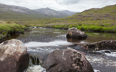 Image showing Landscape with waterfall in the mountains