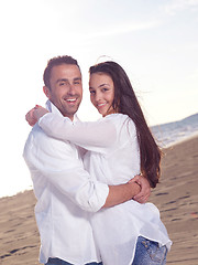 Image showing young couple  on beach have fun