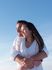 Image showing young couple  on beach have fun