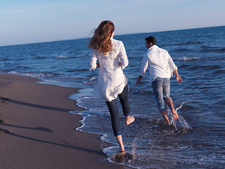 Image showing young couple  on beach have fun