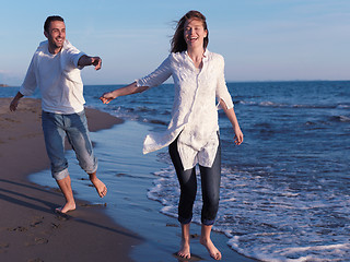 Image showing young couple  on beach have fun