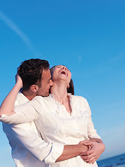 Image showing young couple  on beach have fun