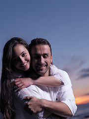 Image showing young couple  on beach have fun