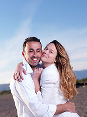 Image showing young couple  on beach have fun