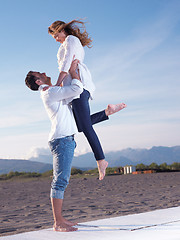 Image showing young couple  on beach have fun