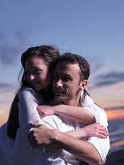 Image showing young couple  on beach have fun