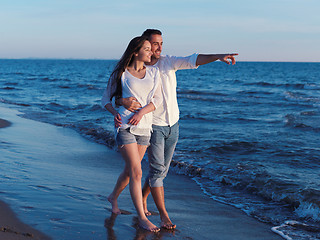 Image showing young couple  on beach have fun