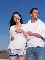 Image showing young couple  on beach have fun