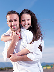 Image showing young couple  on beach have fun