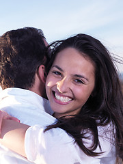 Image showing young couple  on beach have fun