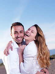 Image showing young couple  on beach have fun