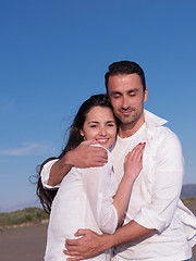 Image showing young couple  on beach have fun