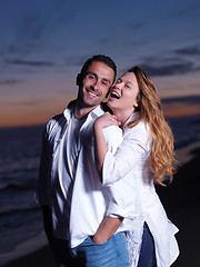 Image showing young couple  on beach have fun