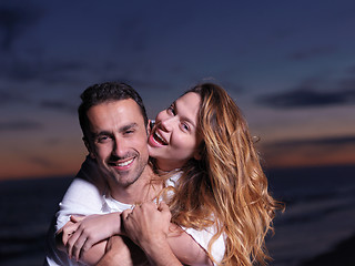 Image showing young couple  on beach have fun