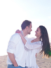 Image showing young couple  on beach have fun