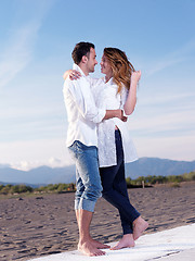 Image showing young couple  on beach have fun