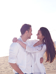 Image showing young couple  on beach have fun