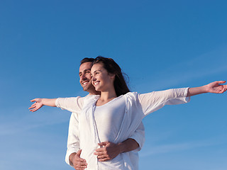 Image showing young couple  on beach have fun