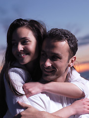 Image showing young couple  on beach have fun