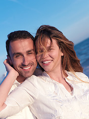 Image showing young couple  on beach have fun