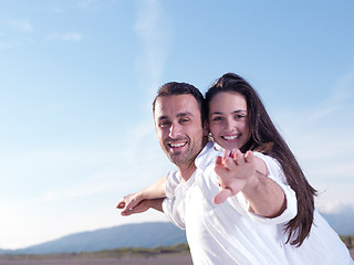 Image showing young couple  on beach have fun