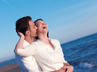 Image showing young couple  on beach have fun