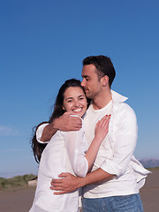 Image showing young couple  on beach have fun