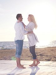 Image showing young couple  on beach have fun