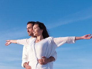 Image showing young couple  on beach have fun