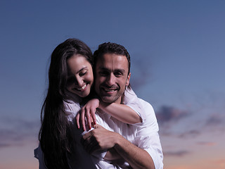 Image showing young couple  on beach have fun