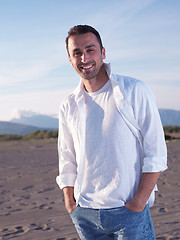 Image showing young couple  on beach have fun