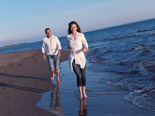 Image showing young couple  on beach have fun