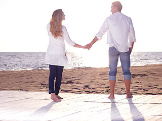 Image showing young couple  on beach have fun