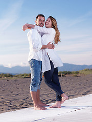 Image showing young couple  on beach have fun