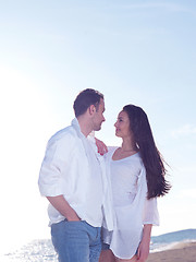 Image showing young couple  on beach have fun