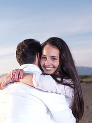 Image showing young couple  on beach have fun