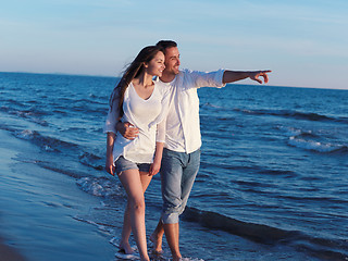 Image showing young couple  on beach have fun