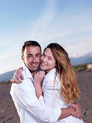 Image showing young couple  on beach have fun