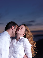 Image showing young couple  on beach have fun